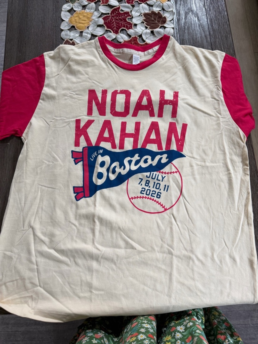 Noah Kahan Cream and Red Raglan Tee - Women's Short Sleeve